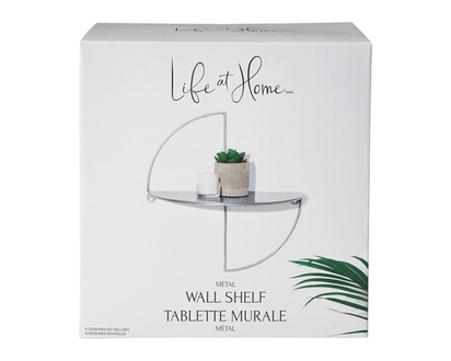 Life at Home Tablette murale en métal, 11,8 po x 6,1 po x 12,6 po (30 cm x 15,5 cm x 11,8 cm), couleur argent - 1.0 EA