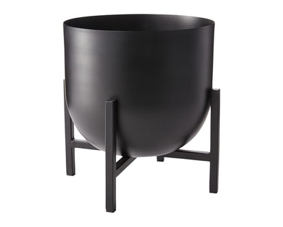 Life at Home Round Black Metal Planter with Black Metal Stand, 7.9 in - 1.0 EA