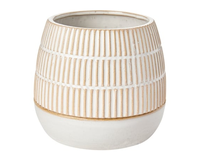 Life at Home Jardinière en céramique neutre avec sous-pot, large, crème, 15 cm - 1.0 EA
