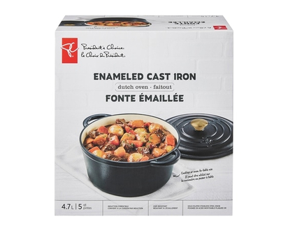 President's Choice Enameled Cast Iron Dutch Oven, Black - 1.0 EA