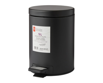 President's Choice 5L Stainless Steel Round Step Bin Matte Black - 1.0 EA
