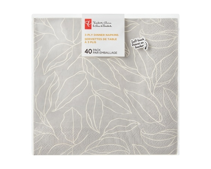 President's Choice 3-Ply Dinner Napkins, 40-Pack, Leaves - 40.0 EA