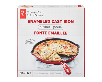 President's Choice Enameled Cast Iron Round Skillet, Red - 1.0 EA