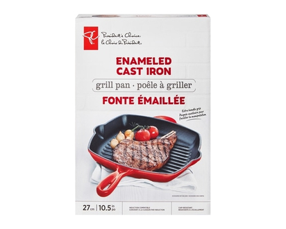 President's Choice Enameled Cast Iron Grill Pan, Red - 1.0 EA