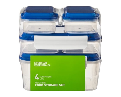 Everyday Essentials 8pc Nesting Lunch Storage - Blue & White - 4.0 EA