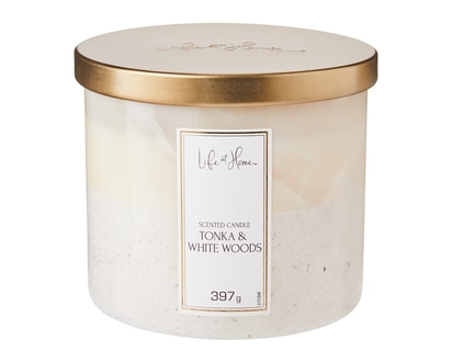 Life at Home Scented Candle Tonka & White Woods - 1.0 EA