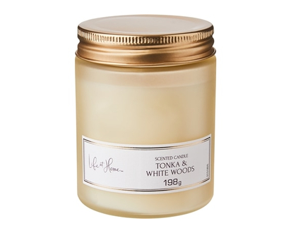 Life at Home Scented Candle Tonka & White Woods - 1.0 EA