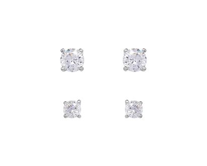 Joe Fresh Sterling Silver Duo Crystal Stud Earring - 1 EA