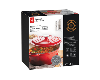 President's Choice Enameled Cast Iron Dutch Oven 5 Quart, Red - 1.0 EA