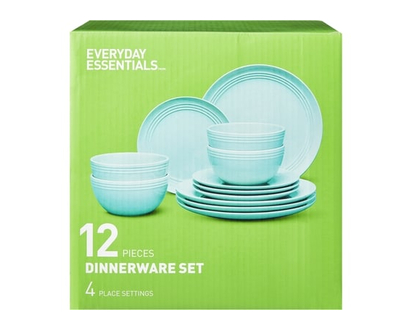 Everyday Essentials Dinnerware 12 Piece Set - Teal - 1.0 EA