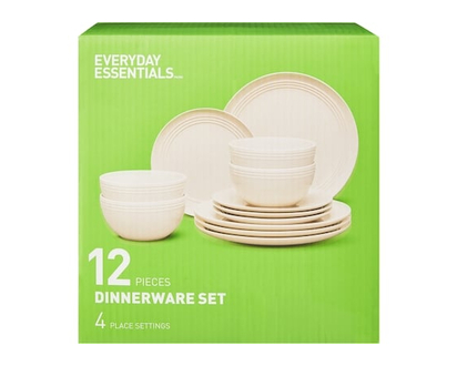 Everyday Essentials Dinnerware 12 Piece Set - Ivory - 1.0 EA