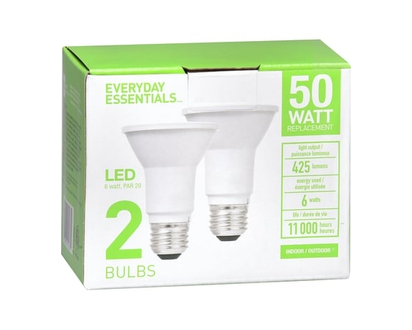 Everyday Essentials LED Bulb Par20, 2 Pack - 1.0 EA