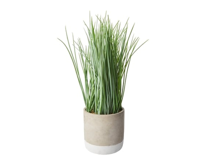 Life at Home Herbes artificielles dans un pot bicolore en ciment couleur sable, 15 po (38 cm) - 1.0 EA