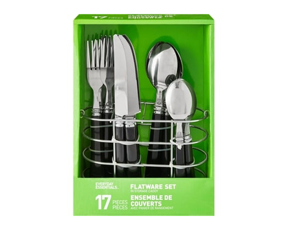 Everyday Essentials Flatware In Caddy, 17 Piece - 1.0 EA