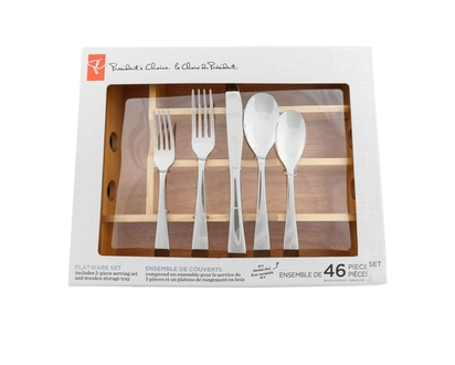 President's Choice President's Choice 46 Piece 18/10 Flatware Set, Eight 5-Piece Serving Set with Wooden Storage Tray - 1.0 EA