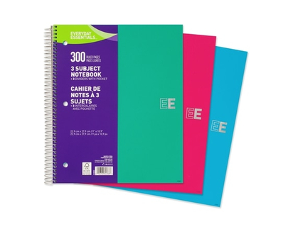 Everyday Essentials Notebook 3 Subject 300 Pages - 1.0 EA