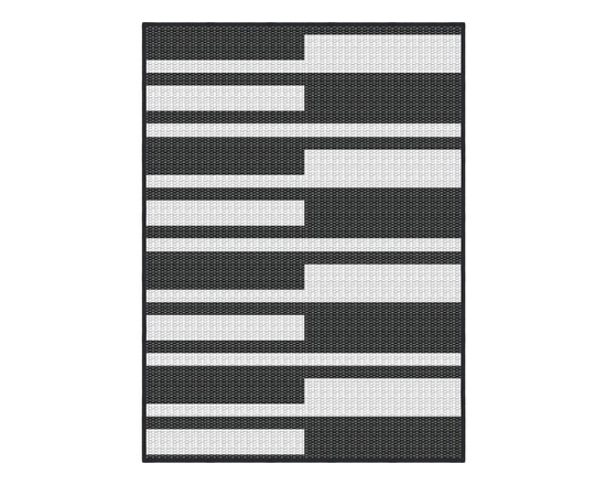 Tapis en polypropylène réversible à rayures 6 x 8, blanc - 1.0 EA