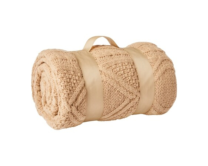 Life at Home Chunky Knit Throw Reverse Sherpa - Tan - 1.0 EA