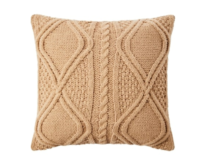 Life at Home Chunky Knit Cushion Reverse Sherpa - Tan - 1.0 EA