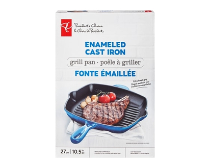 President's Choice Enameled Cast Iron Grill Pan - Blue - 1.0 EA