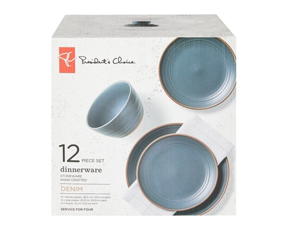 12 Piece Denim Dinnerware Set (Service For Four) , Denim - 1.0 EA