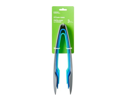 Everyday Essentials 3 Pack Nested Tongs, Blue And Grey - 1.0 EA