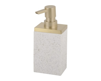 Life at Home Terrazzo Dispenser, White with Gold - 1.0 EA