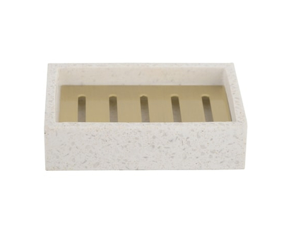 Life at Home Terrazzo Soap Dish, White with Gold - 1.0 EA