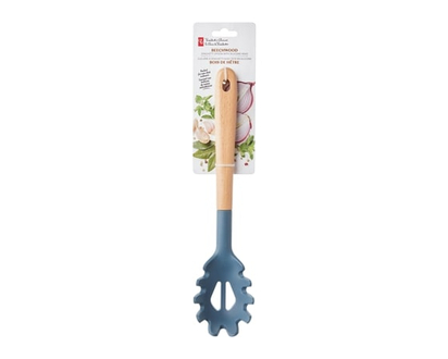 Beechwood Spaghetti Spoon with Silicone Head - Blue - 1.0 EA