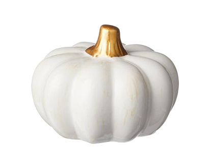 Small Glaze Ceramic Pumpkin - Ivory - 1.0 EA