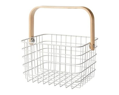 Life at Home Metal Storage with Handle, Metal and Wood, White - 1.0 EA