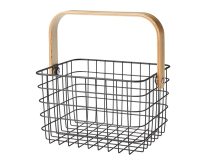 Life at Home Metal Storage with Handle, Metal and Wood, Black - 1.0 EA