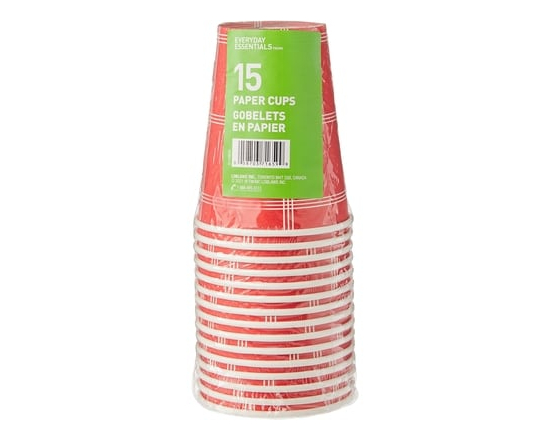 Gobelets en papier, emballage de 15, carreaux rouges - 1.0 EA