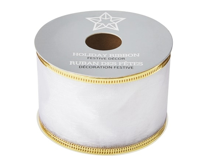 Gold Edged White Organza Ribbon 15 ft - 1.0 EA