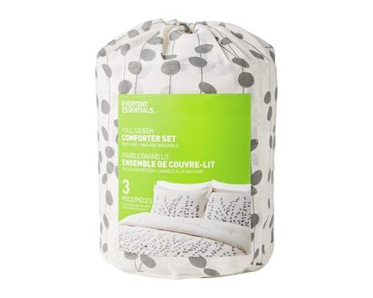 Everyday Essentials Full/Queen Faux Linen Comforter 3 Piece Set - Eucalyptus Print - 1.0 EA