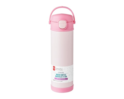 President's Choice Stainless Steel Push-Button Lid Water Bottle - Pink - 1.0 EA