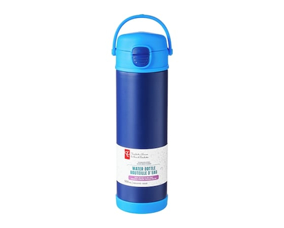 President's Choice Stainless Steel Push-Button Lid Water Bottle - Blue - 1.0 EA