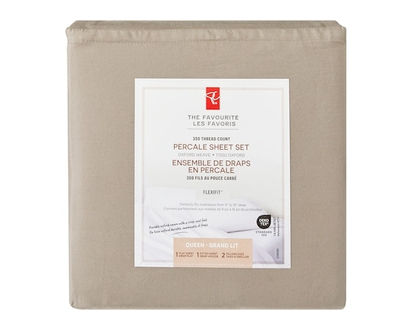 President's Choice Queen Percale Cotton Sheet 4 Piece Set - Fog - 1.0 EA