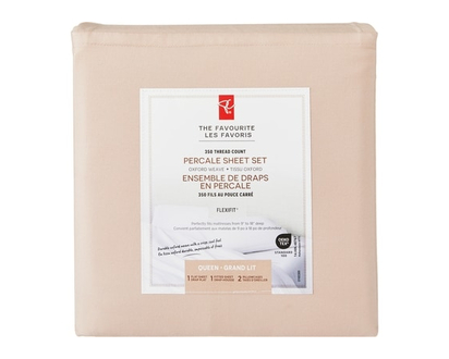 President's Choice Queen Percale Cotton Sheet 4 Piece Set - Blush - 1.0 EA