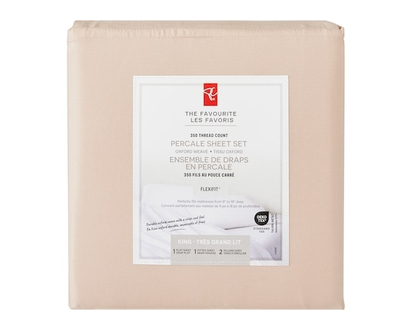 President's Choice King Percale Cotton Sheet 4 Piece Set - Blush - 1.0 EA