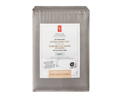 President's Choice Double Sateen Hygrocotton® Sheet 4 Piece Set - Charcoal - 1.0 EA