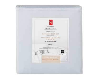 President's Choice Queen Sateen Hygrocotton® Sheet 4 Piece Set - Sky - 1.0 EA