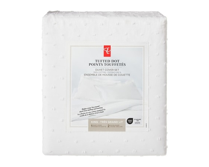 le Choix du Président Ensemble de housse de couette 3 pièces avec motif de points touffetés pour très grand lit - 1.0 EA