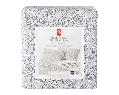 President's Choice King Velvet Floral Duvet Cover 3 Piece Set - 1.0 EA