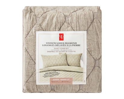 le Choix du Président Ensemble 3 pièces avec housse de couette Losanges délavés à la pierre pour grand lit - 1.0 EA