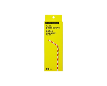 No Name Flexible Paper Straws 100 Pack - 100.0 EA