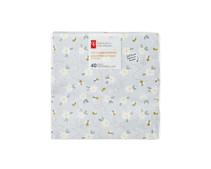 3 Ply Dinner Napkins 40 Pack - Bee and Flower - 40.0 EA