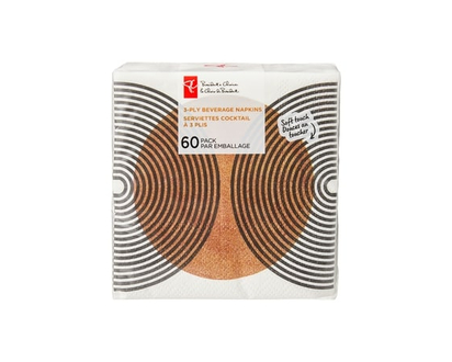 3 Ply Beverage Napkins 60 Pack - Circle - 60.0 EA