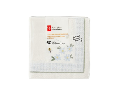 3 Ply Beverage Napkins 60 Pack - Bee - 60.0 EA