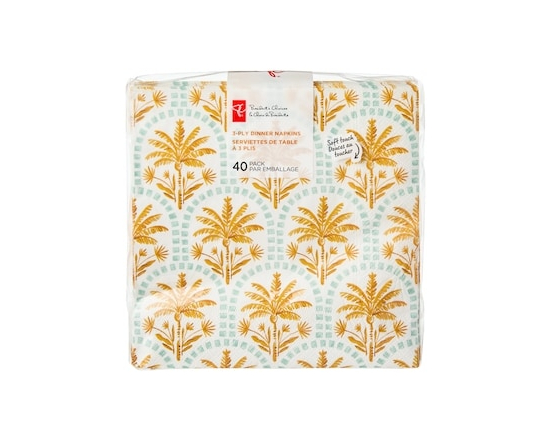 3 Ply Dinner Napkins 40 Pack - Scalloped Palm Tree - 40.0 EA